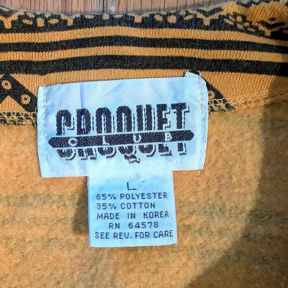 Vintage Croquet Club Tribal Stripe Crew Neck Cropped Sweatshirt SZ L - Picture 4 of 4